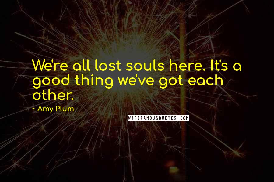 Amy Plum Quotes: We're all lost souls here. It's a good thing we've got each other.