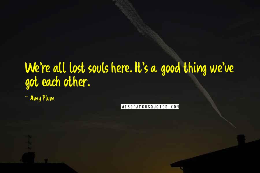 Amy Plum Quotes: We're all lost souls here. It's a good thing we've got each other.