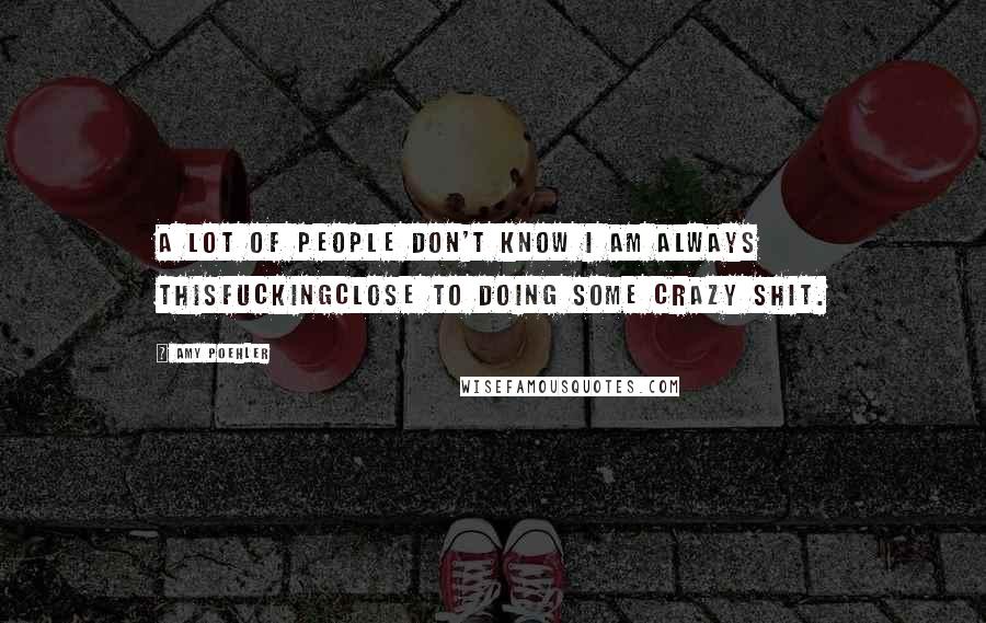 Amy Poehler Quotes: A lot of people don't know I am always thisfuckingclose to doing some crazy shit.
