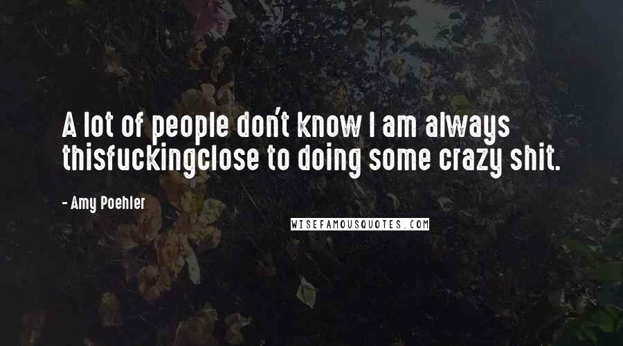 Amy Poehler Quotes: A lot of people don't know I am always thisfuckingclose to doing some crazy shit.