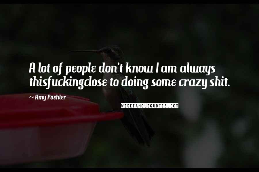 Amy Poehler Quotes: A lot of people don't know I am always thisfuckingclose to doing some crazy shit.