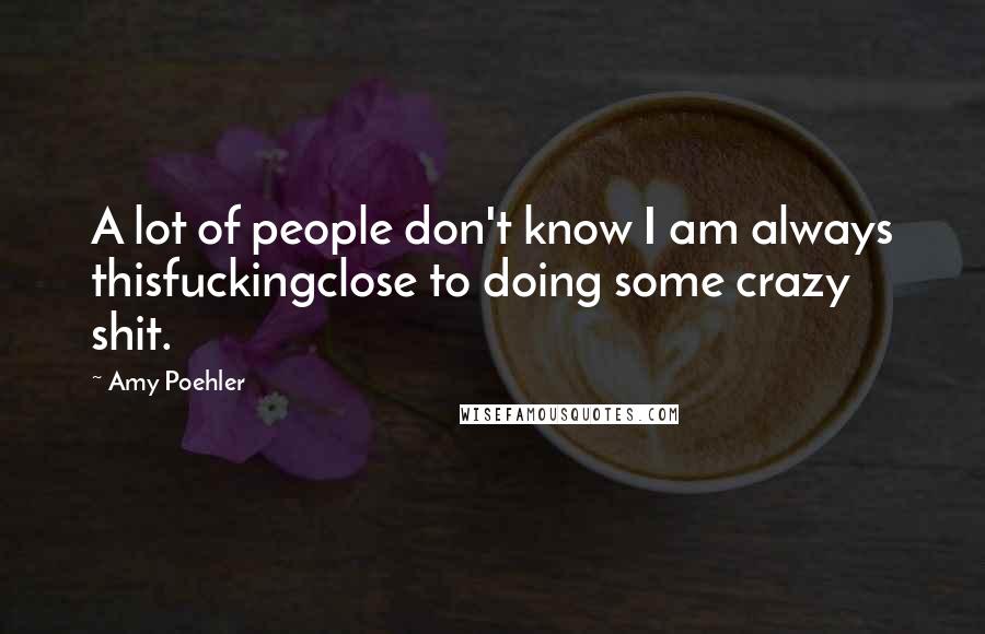 Amy Poehler Quotes: A lot of people don't know I am always thisfuckingclose to doing some crazy shit.