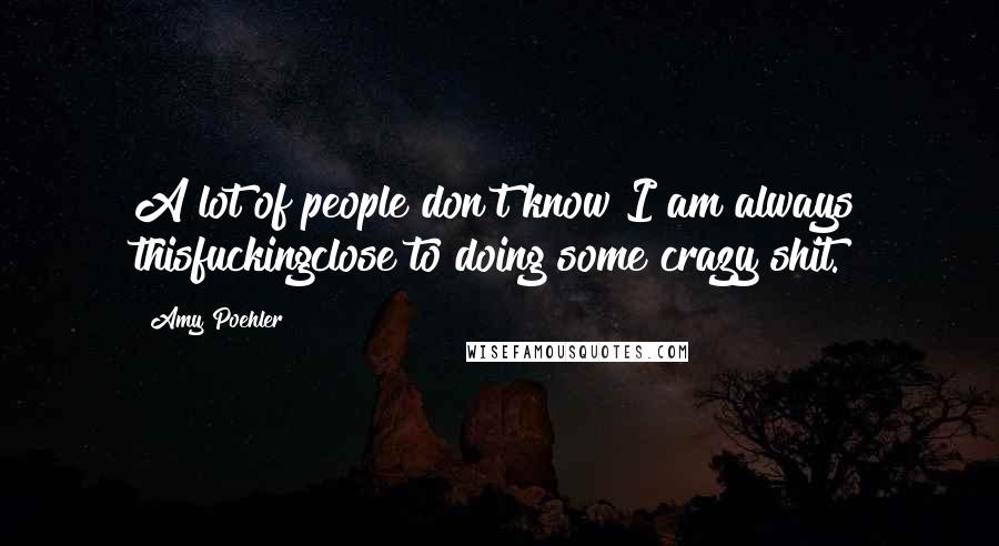 Amy Poehler Quotes: A lot of people don't know I am always thisfuckingclose to doing some crazy shit.