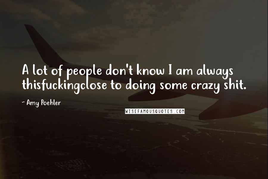 Amy Poehler Quotes: A lot of people don't know I am always thisfuckingclose to doing some crazy shit.