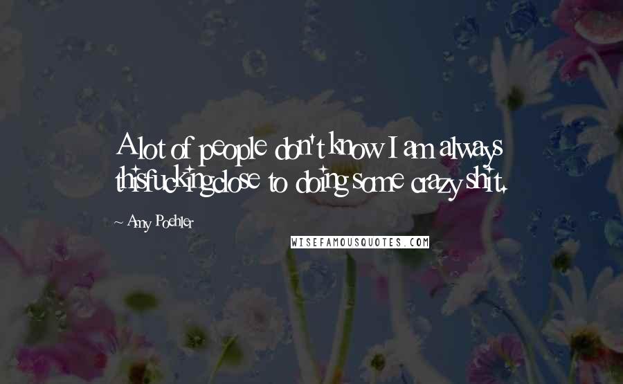 Amy Poehler Quotes: A lot of people don't know I am always thisfuckingclose to doing some crazy shit.