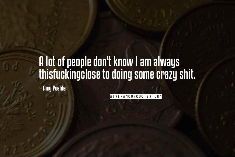 Amy Poehler Quotes: A lot of people don't know I am always thisfuckingclose to doing some crazy shit.