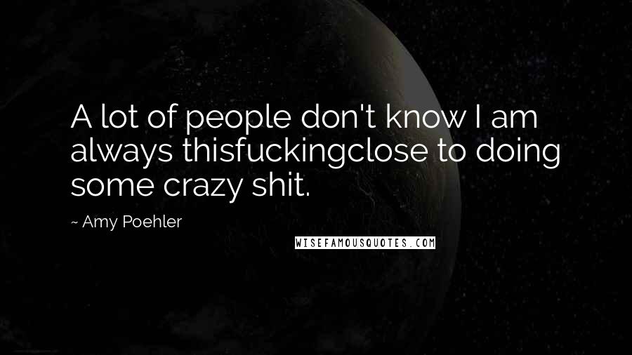 Amy Poehler Quotes: A lot of people don't know I am always thisfuckingclose to doing some crazy shit.