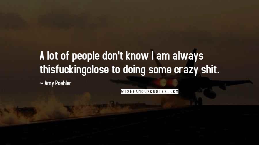 Amy Poehler Quotes: A lot of people don't know I am always thisfuckingclose to doing some crazy shit.