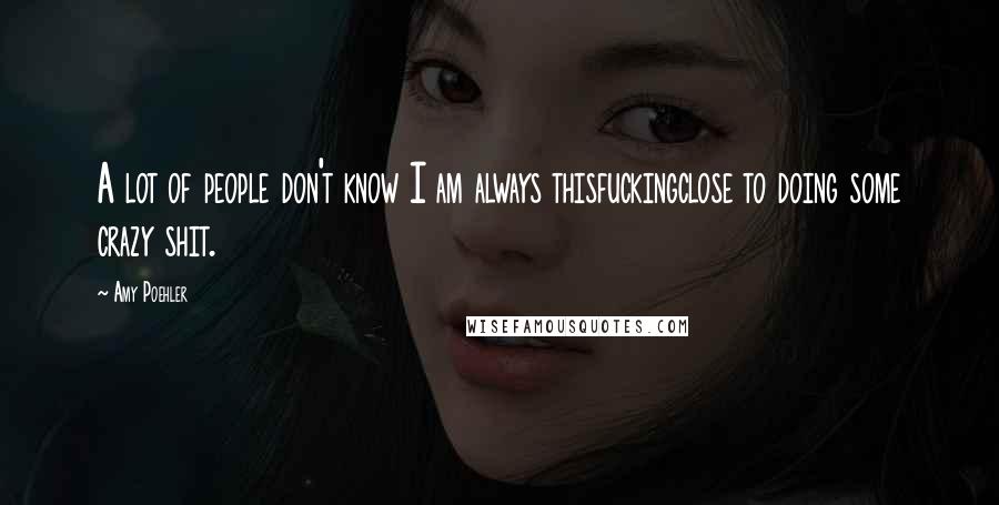 Amy Poehler Quotes: A lot of people don't know I am always thisfuckingclose to doing some crazy shit.