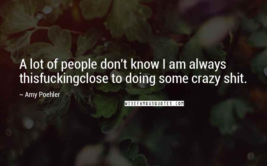 Amy Poehler Quotes: A lot of people don't know I am always thisfuckingclose to doing some crazy shit.