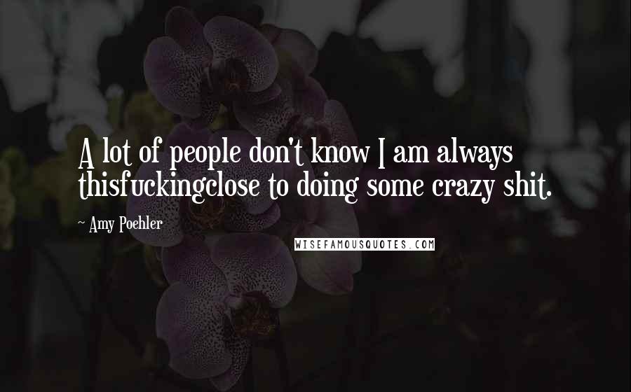 Amy Poehler Quotes: A lot of people don't know I am always thisfuckingclose to doing some crazy shit.