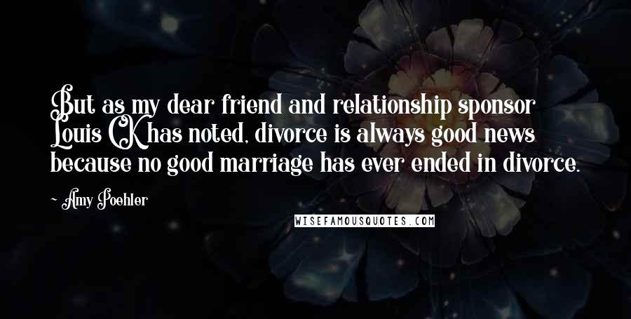 Amy Poehler Quotes: But as my dear friend and relationship sponsor Louis CK has noted, divorce is always good news because no good marriage has ever ended in divorce.