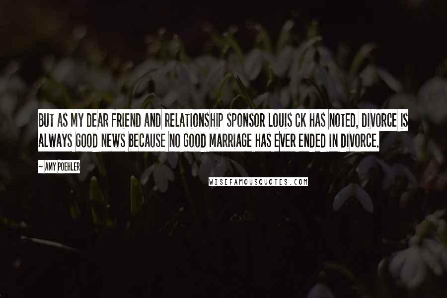 Amy Poehler Quotes: But as my dear friend and relationship sponsor Louis CK has noted, divorce is always good news because no good marriage has ever ended in divorce.