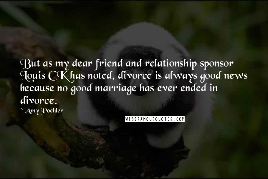 Amy Poehler Quotes: But as my dear friend and relationship sponsor Louis CK has noted, divorce is always good news because no good marriage has ever ended in divorce.