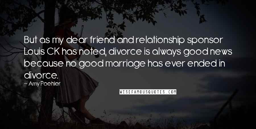 Amy Poehler Quotes: But as my dear friend and relationship sponsor Louis CK has noted, divorce is always good news because no good marriage has ever ended in divorce.