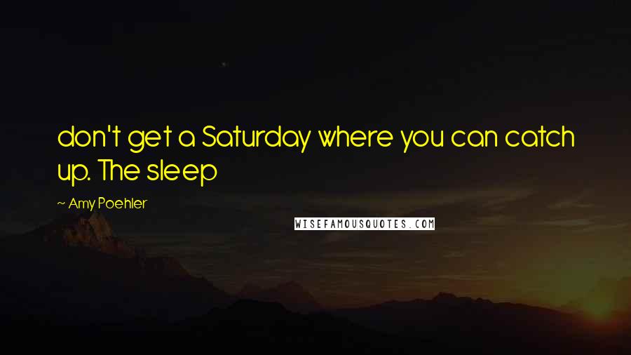 Amy Poehler Quotes: don't get a Saturday where you can catch up. The sleep