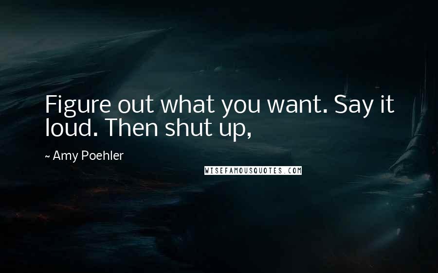 Amy Poehler Quotes: Figure out what you want. Say it loud. Then shut up,