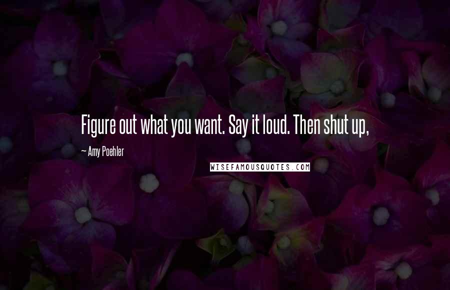 Amy Poehler Quotes: Figure out what you want. Say it loud. Then shut up,