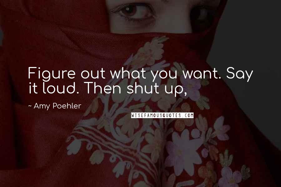 Amy Poehler Quotes: Figure out what you want. Say it loud. Then shut up,