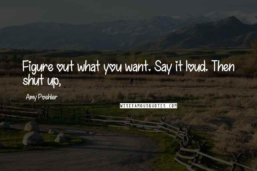 Amy Poehler Quotes: Figure out what you want. Say it loud. Then shut up,