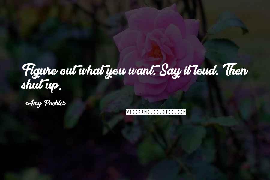 Amy Poehler Quotes: Figure out what you want. Say it loud. Then shut up,