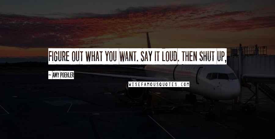 Amy Poehler Quotes: Figure out what you want. Say it loud. Then shut up,