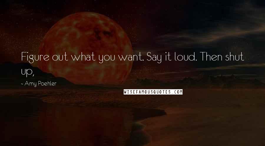 Amy Poehler Quotes: Figure out what you want. Say it loud. Then shut up,