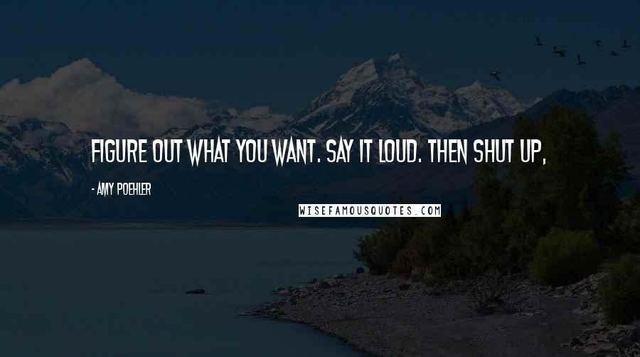 Amy Poehler Quotes: Figure out what you want. Say it loud. Then shut up,