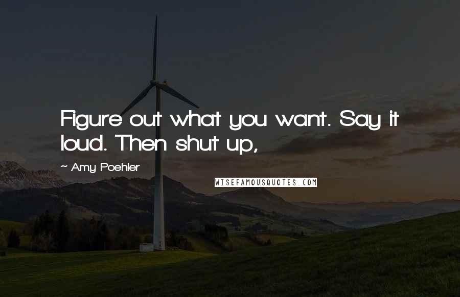 Amy Poehler Quotes: Figure out what you want. Say it loud. Then shut up,