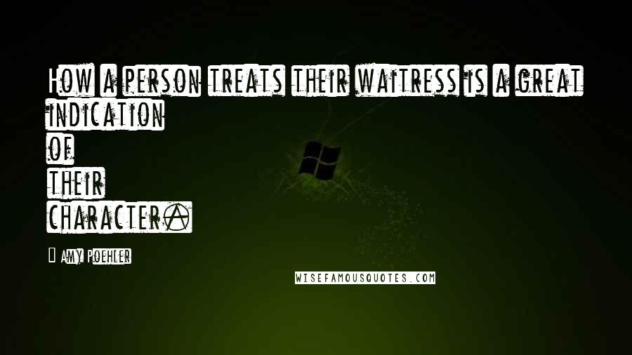 Amy Poehler Quotes: How a person treats their waitress is a great indication of their character.