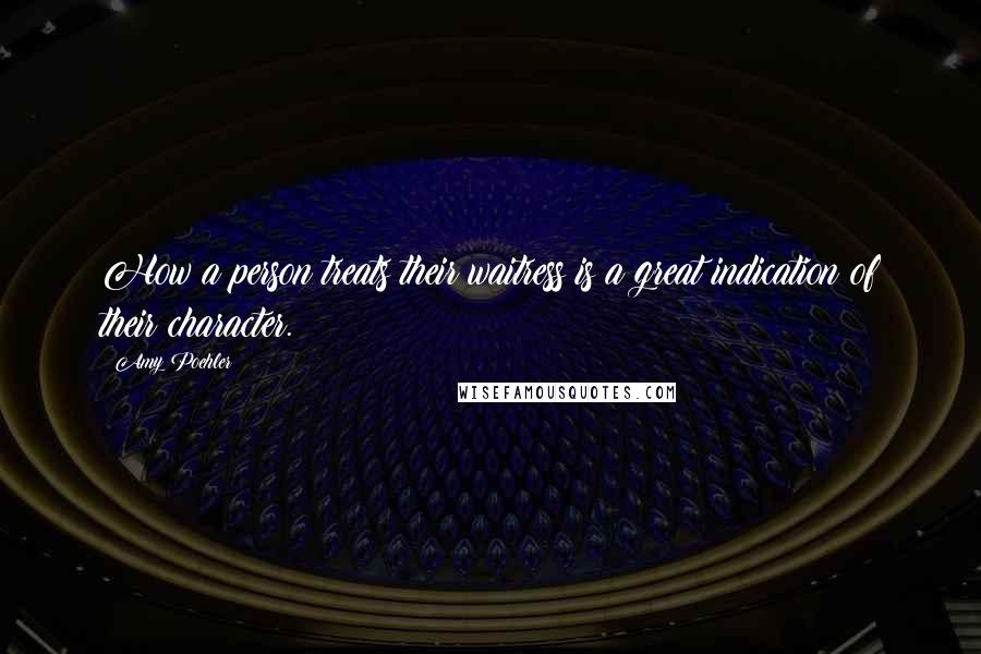 Amy Poehler Quotes: How a person treats their waitress is a great indication of their character.