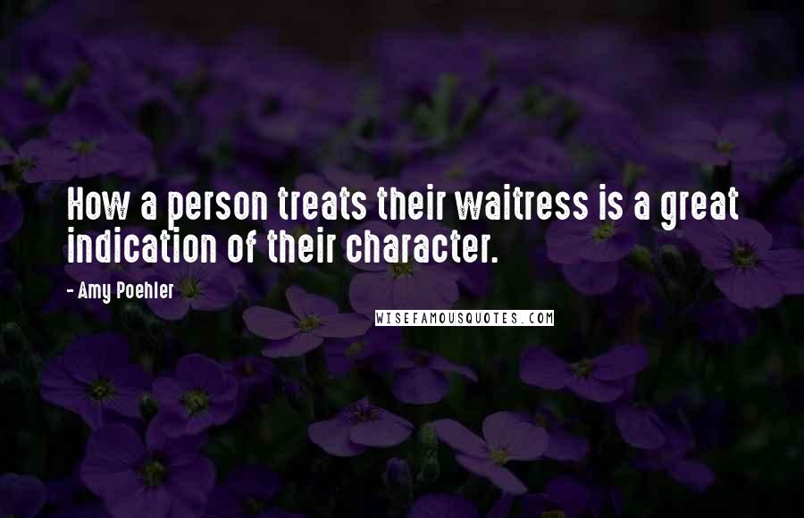 Amy Poehler Quotes: How a person treats their waitress is a great indication of their character.