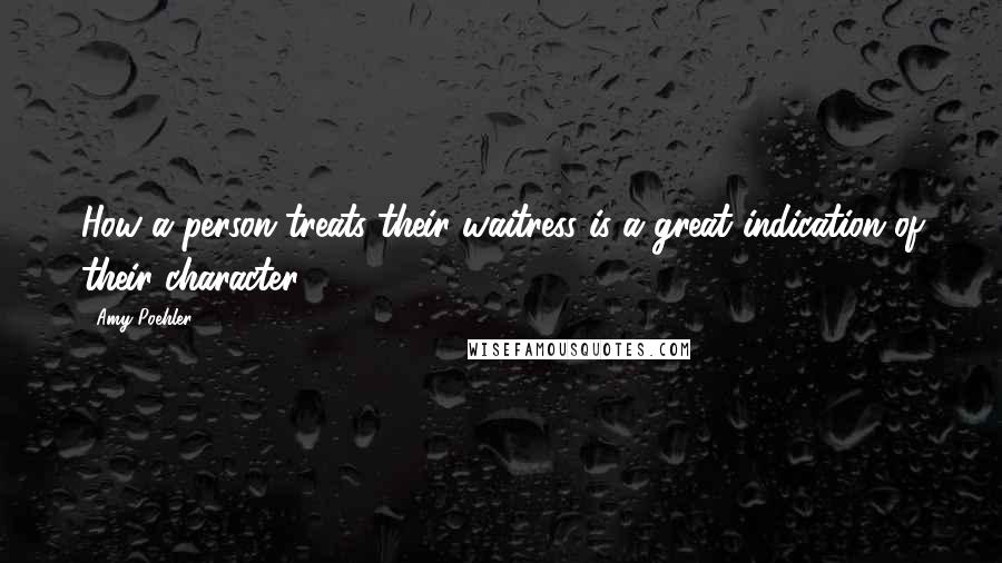 Amy Poehler Quotes: How a person treats their waitress is a great indication of their character.