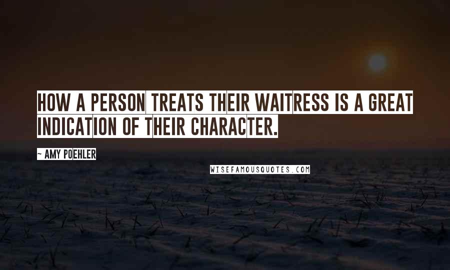 Amy Poehler Quotes: How a person treats their waitress is a great indication of their character.