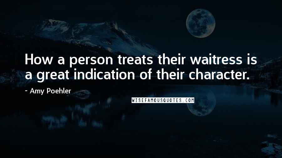 Amy Poehler Quotes: How a person treats their waitress is a great indication of their character.