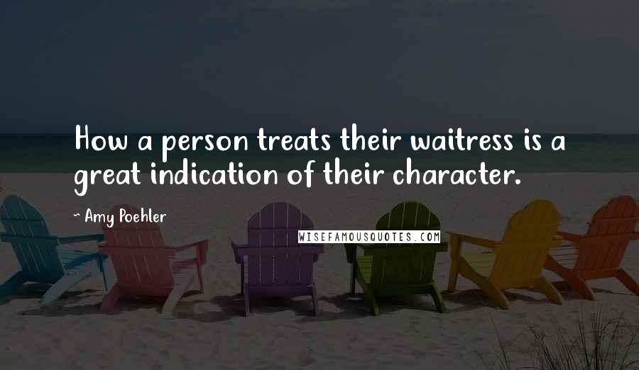 Amy Poehler Quotes: How a person treats their waitress is a great indication of their character.