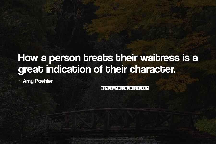 Amy Poehler Quotes: How a person treats their waitress is a great indication of their character.