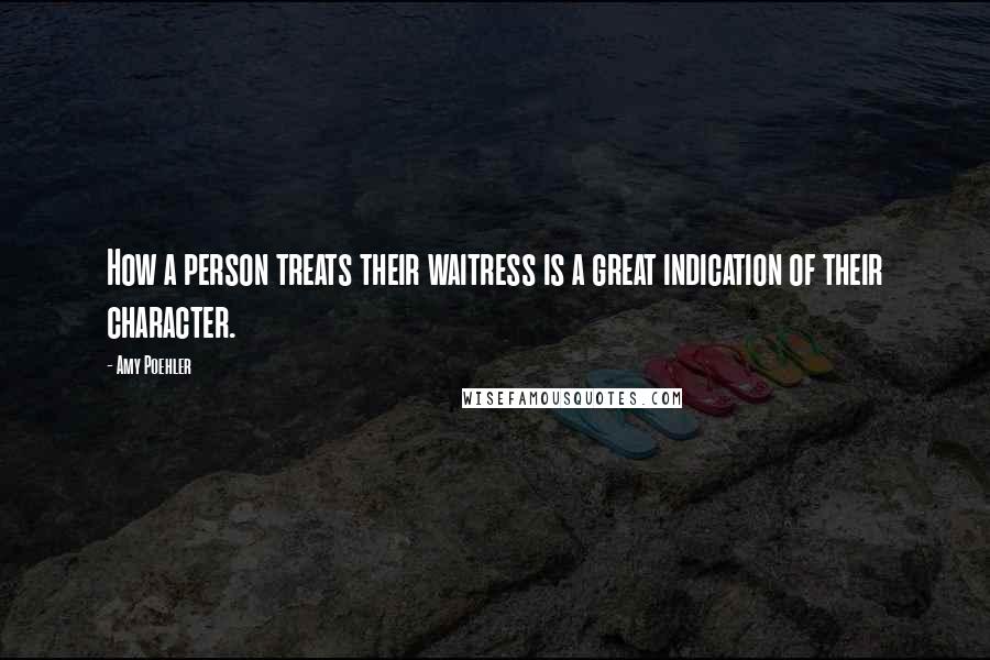 Amy Poehler Quotes: How a person treats their waitress is a great indication of their character.