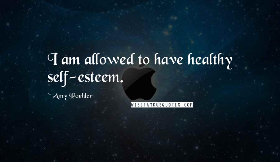 Amy Poehler Quotes: I am allowed to have healthy self-esteem.