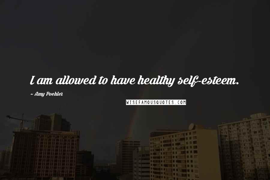 Amy Poehler Quotes: I am allowed to have healthy self-esteem.