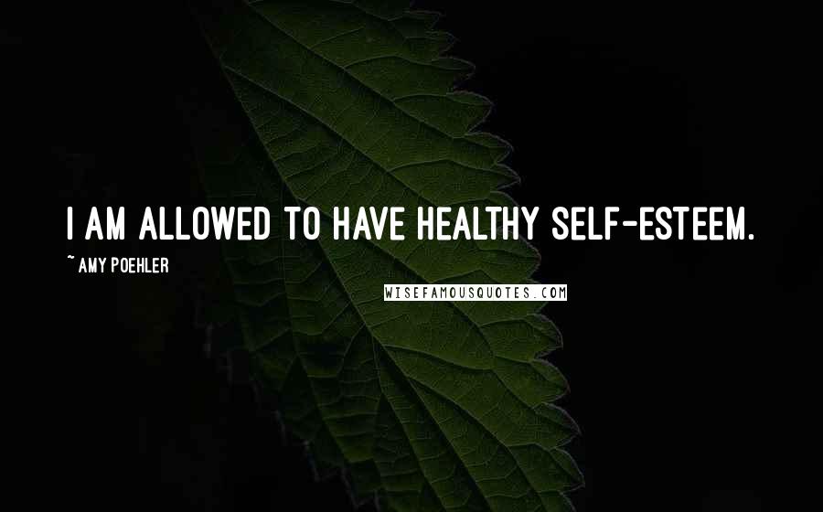 Amy Poehler Quotes: I am allowed to have healthy self-esteem.