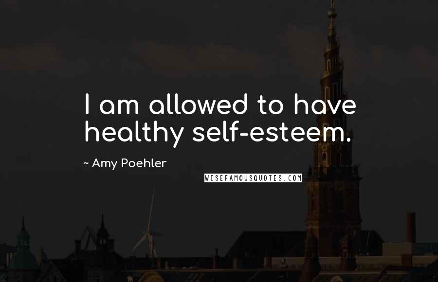 Amy Poehler Quotes: I am allowed to have healthy self-esteem.