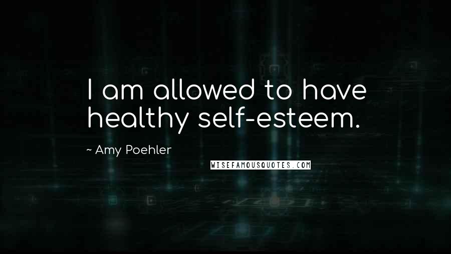 Amy Poehler Quotes: I am allowed to have healthy self-esteem.