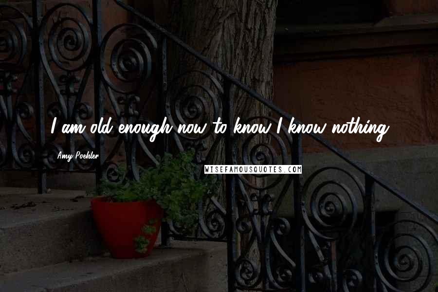 Amy Poehler Quotes: I am old enough now to know I know nothing