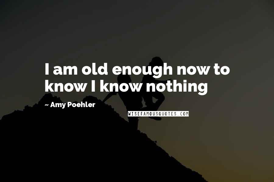 Amy Poehler Quotes: I am old enough now to know I know nothing