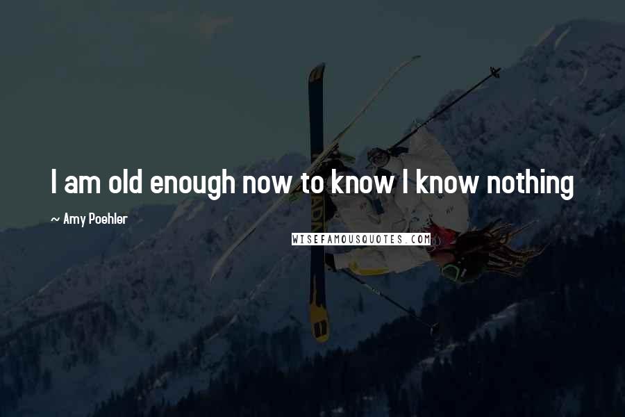 Amy Poehler Quotes: I am old enough now to know I know nothing