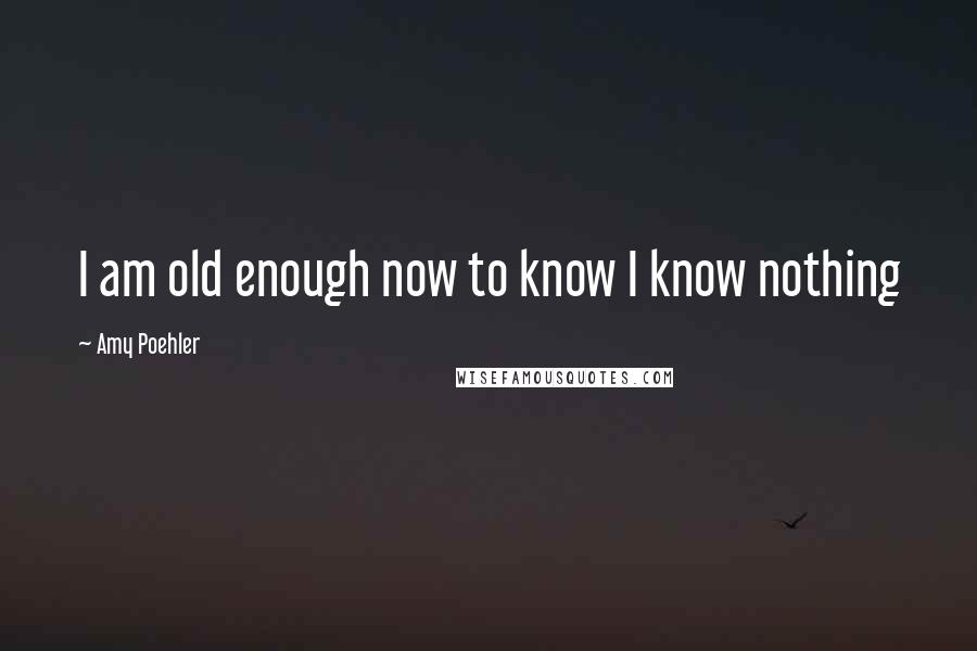 Amy Poehler Quotes: I am old enough now to know I know nothing