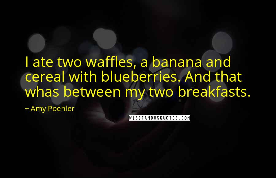 Amy Poehler Quotes: I ate two waffles, a banana and cereal with blueberries. And that whas between my two breakfasts.