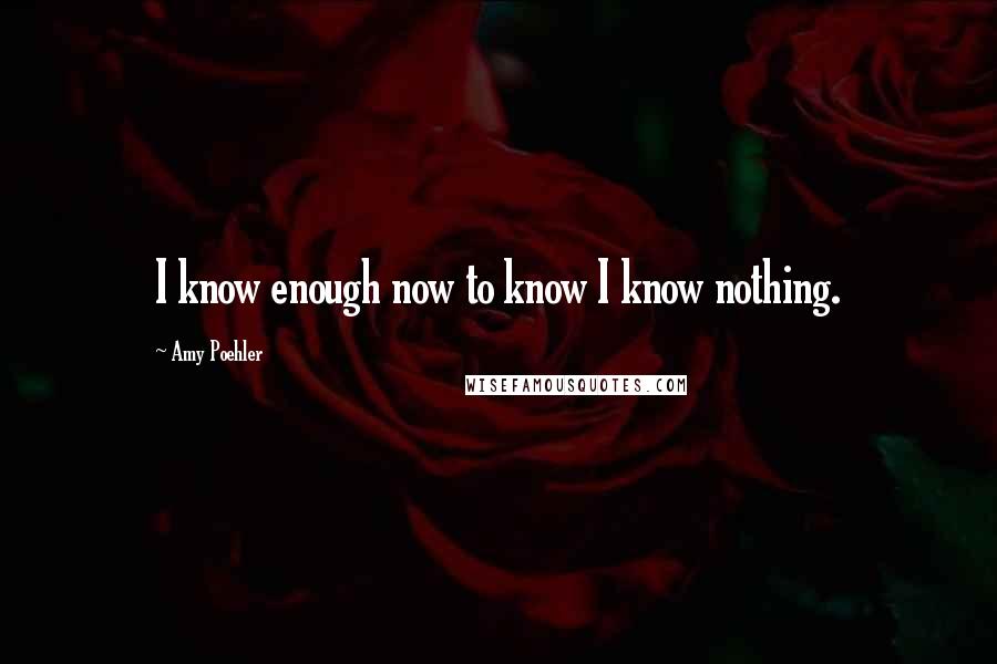 Amy Poehler Quotes: I know enough now to know I know nothing.