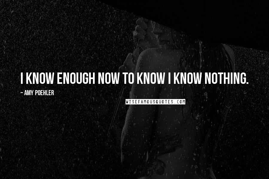 Amy Poehler Quotes: I know enough now to know I know nothing.